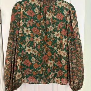 Vici Floral Blouse in Green and Orange